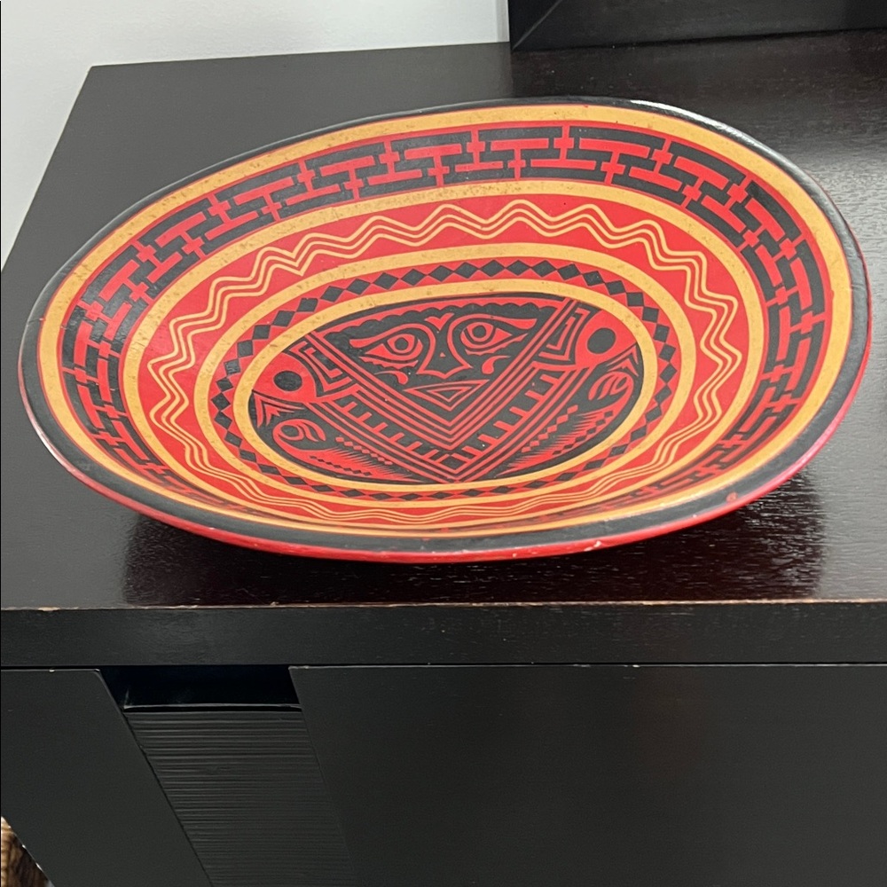 Vintage Handmade lacquered Wood bowl